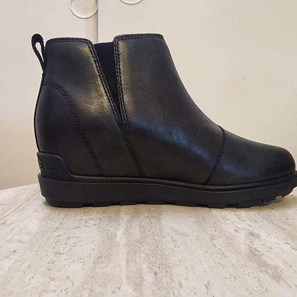 Sorel Womens Evie II Zip Wedge Boot Black, Black 8M - A043 - Picture 3 of 11